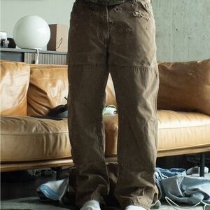 Y2K Vtg dickies double knees brown 40x30 relaxed fit